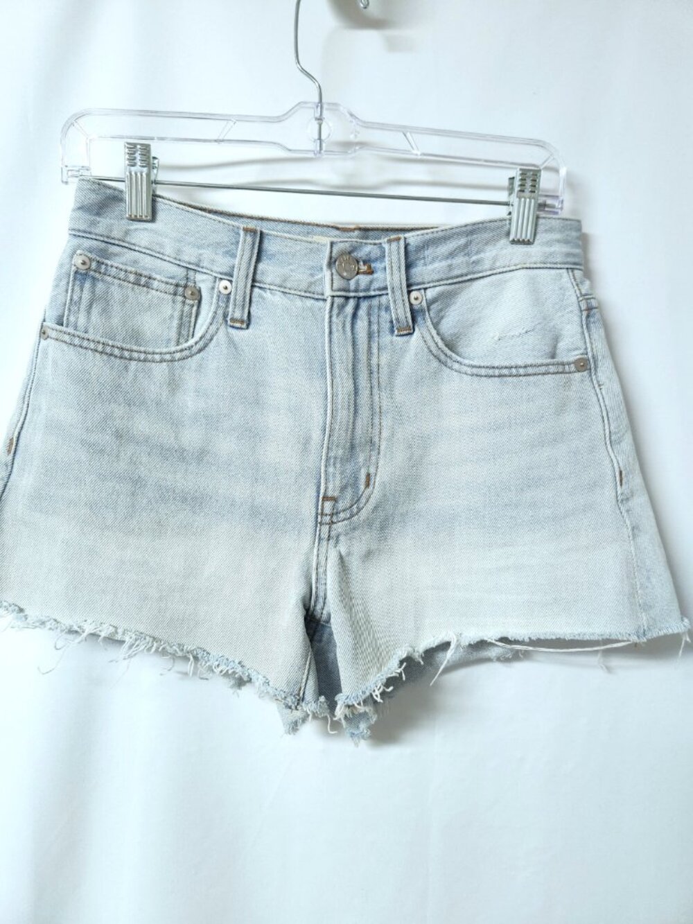 Madewell Relaxed Denim Shorts Essen Wash Mid Length Cutoff Sz 24